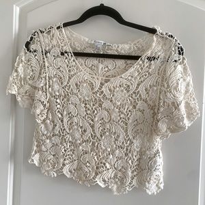 Ivory lace crop top